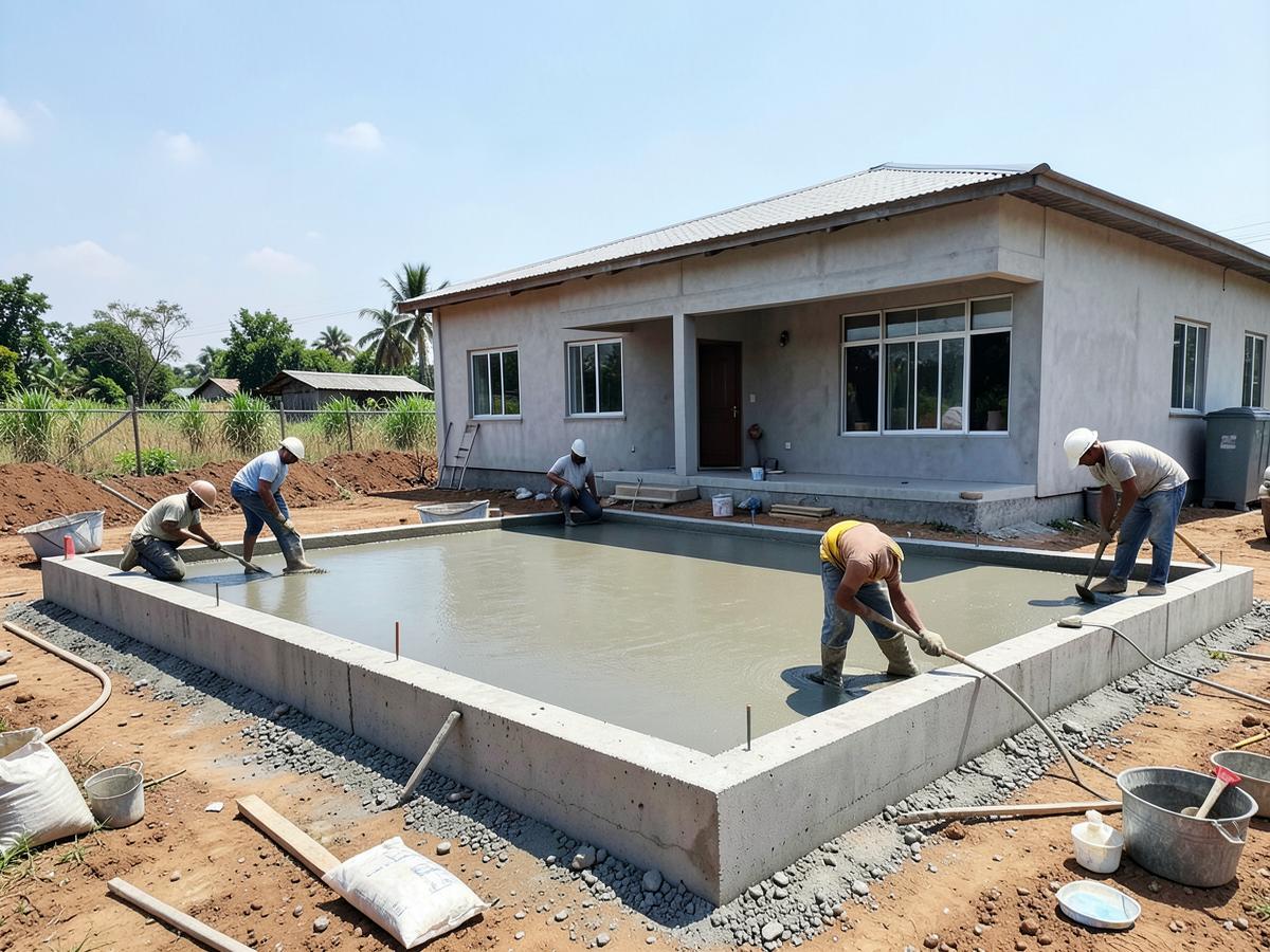 Concept image of a concrete slab foundation